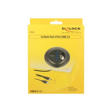DELOCK HUB USB 3.0 Tisch-Hub 60 mm 4 x USB 3.0