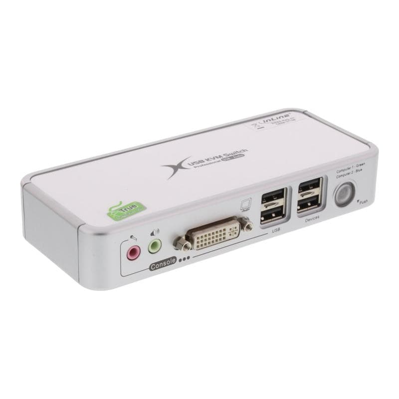 INLINE KVM Switch, InLine®, DVI, 2-fach, USB, mit Audio & Mic