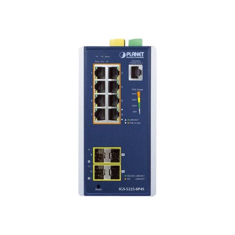 PLANET TECHNOLOGY PLANET Industrial L2+ 8-Port 10/100/1000T 802.3at PoE +