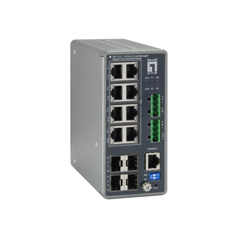 LEVEL ONE LEVELONE Industrial Switch 12-Port L3 Lite Gigabit PoE 240W