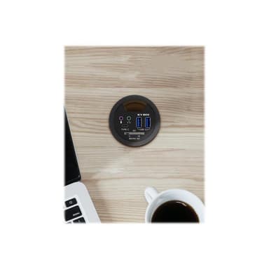 RAIDSONIC Adapter ICY-BOX Tisch-Hub mit 2 Kartenlesern, Audio Ein-/Ausgang, Ladefunktion und LED