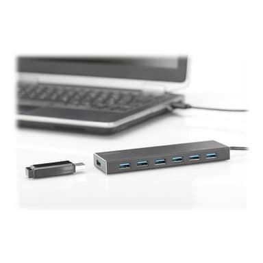 DIGITUS USB 3.0 Hub 7-port Inkl. 5V/3.5A Netzteil Aluminium Gehause