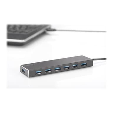 DIGITUS USB 3.0 Hub 7-port Inkl. 5V/3.5A Netzteil Aluminium Gehause