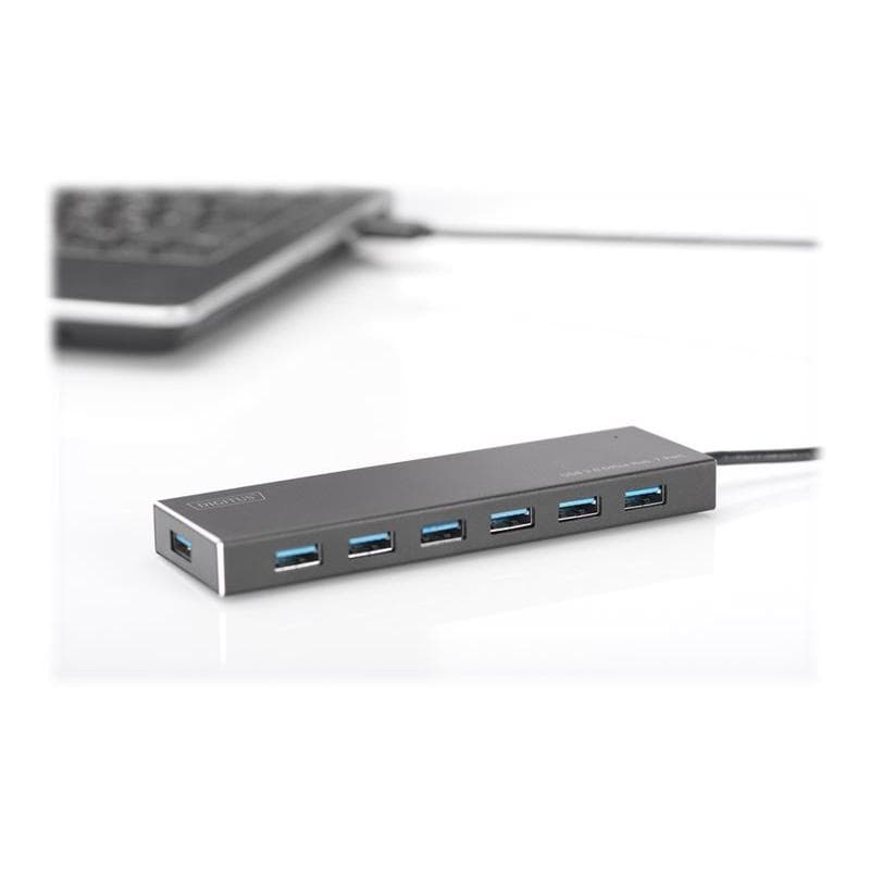 DIGITUS USB 3.0 Hub 7-port Inkl. 5V/3.5A Netzteil Aluminium Gehause