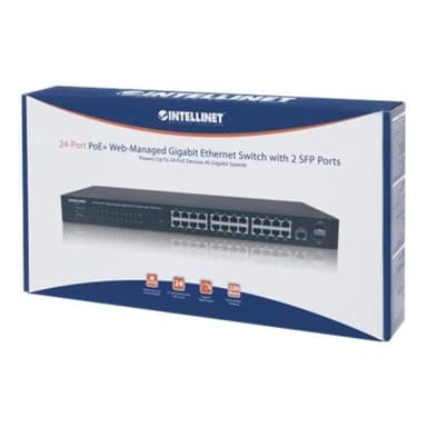 INTELLINET 24-Port Gigabit PoE+ 560559 Web-Managed Switch mit 2 SFP-Ports 240W