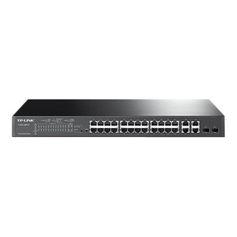 TP-LINK JetStream? 24-Port 10/100 Mbps + 4-Port Gigabit Smart Switch with 24-Port PoE+