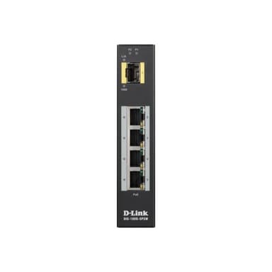 D-LINK 5 Port Unmanaged Switch with 4 x 10/100/1000BaseTX ports 4 PoE & 1 x 100/1000BaseSFP ports
