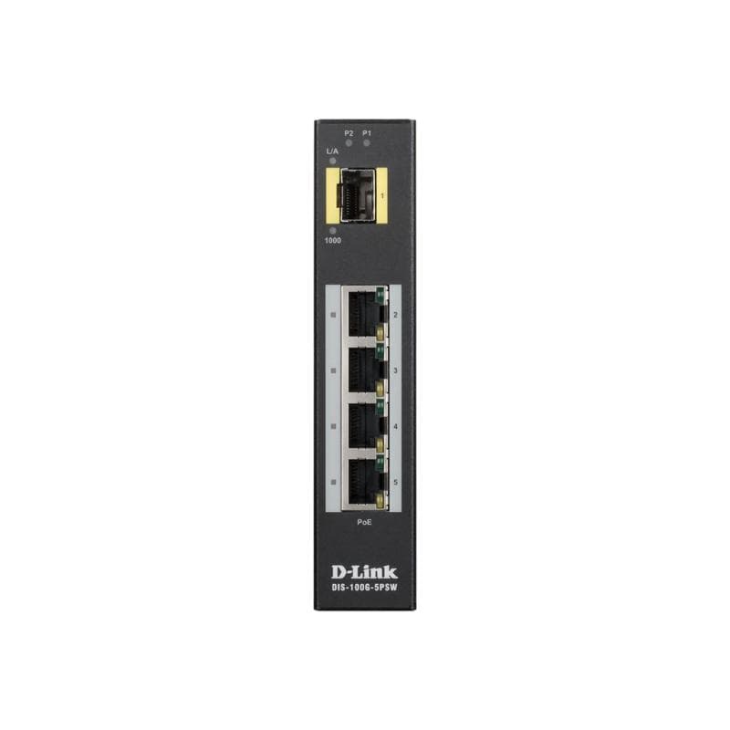 D-LINK 5 Port Unmanaged Switch with 4 x 10/100/1000BaseTX ports 4 PoE & 1 x 100/1000BaseSFP ports