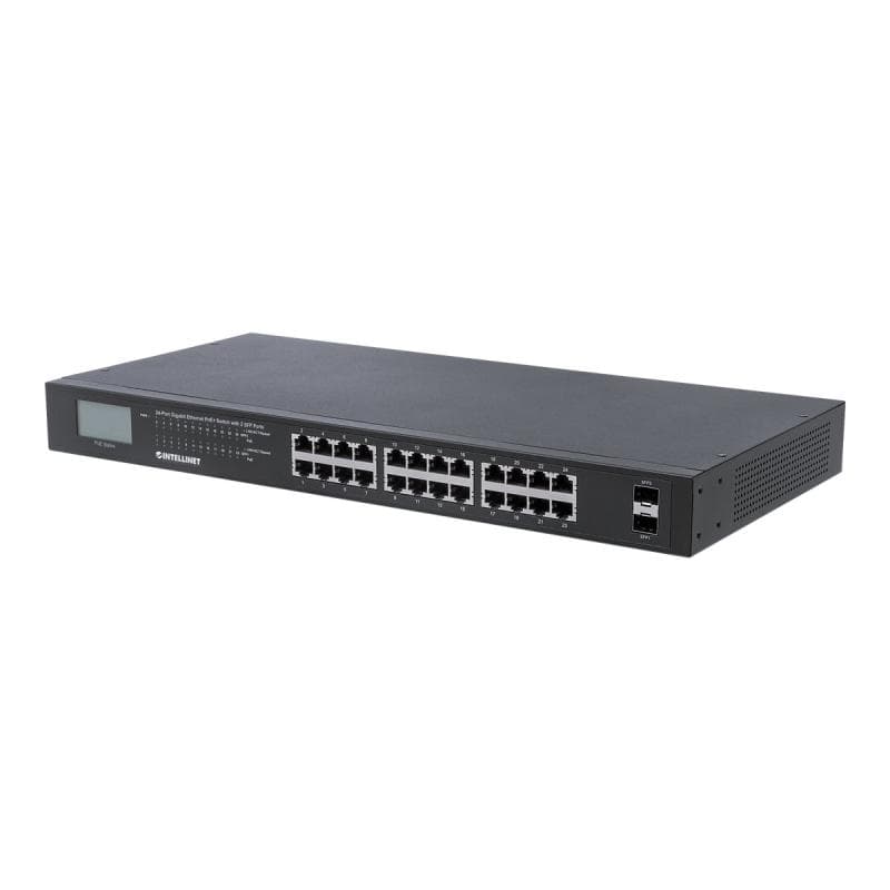 INTELLINET PoE+ Switch 24-Port Gigabit mit 2 SFP-Ports 370W