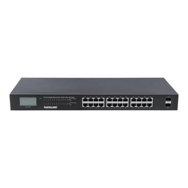 INTELLINET PoE+ Switch 24-Port Gigabit mit 2 SFP-Ports 370W