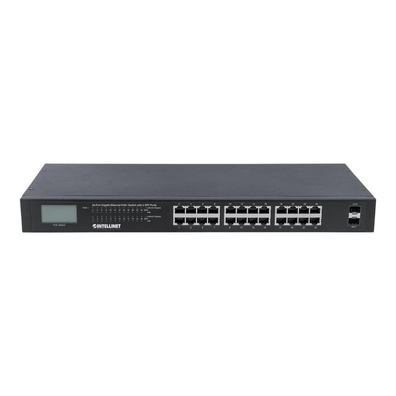 INTELLINET PoE+ Switch 24-Port Gigabit mit 2 SFP-Ports 370W