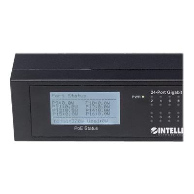 INTELLINET PoE+ Switch 24-Port Gigabit mit 2 SFP-Ports 370W
