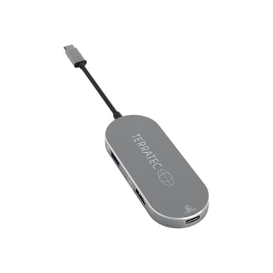 TERRATEC Aluminium USB Type-C Adapter mit USB-C PD HDMI 2x USB 3.0 Port Card Reader