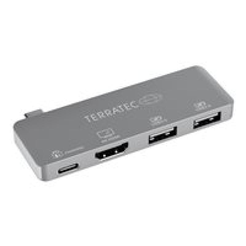 TERRATEC Aluminium USB Type-C Adapter mit USB-C PD HDMI 2x USB 3.0 Ports