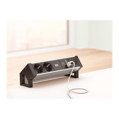 BACHMANN DESK2 ALU BLACK 937.102 1xCEE7/3 1xUSB 0,2m GST18