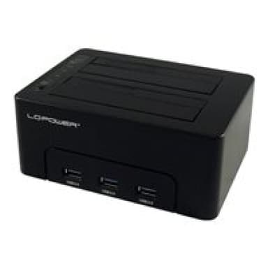 LC-POWER Dockingstation LC-Power USB 3.0 2-Bay 2,5″/3,5″HDD/SSD+3xHub