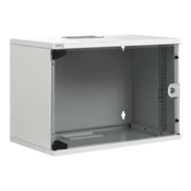 DIGITUS Flat-Pack 12HE Wandgehäuse, 595x540x400, Glastür, Grau