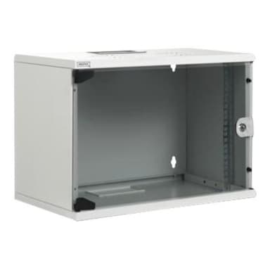 DIGITUS Flat-Pack 7HE Wandgehäuse, 370x540x400, Glastür, Grau