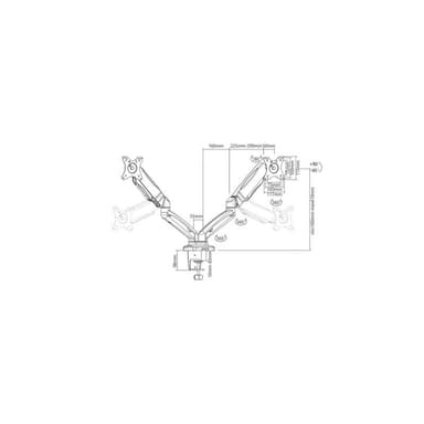 VALUE Dual LCD-Arm, Tischmontage, Gasfeder, 5 Gelenke, schwarz