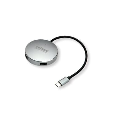 ROLINE USB 3.0 Hub, rund, 4fach, Typ C Anschlusskabel (14.02.5036)