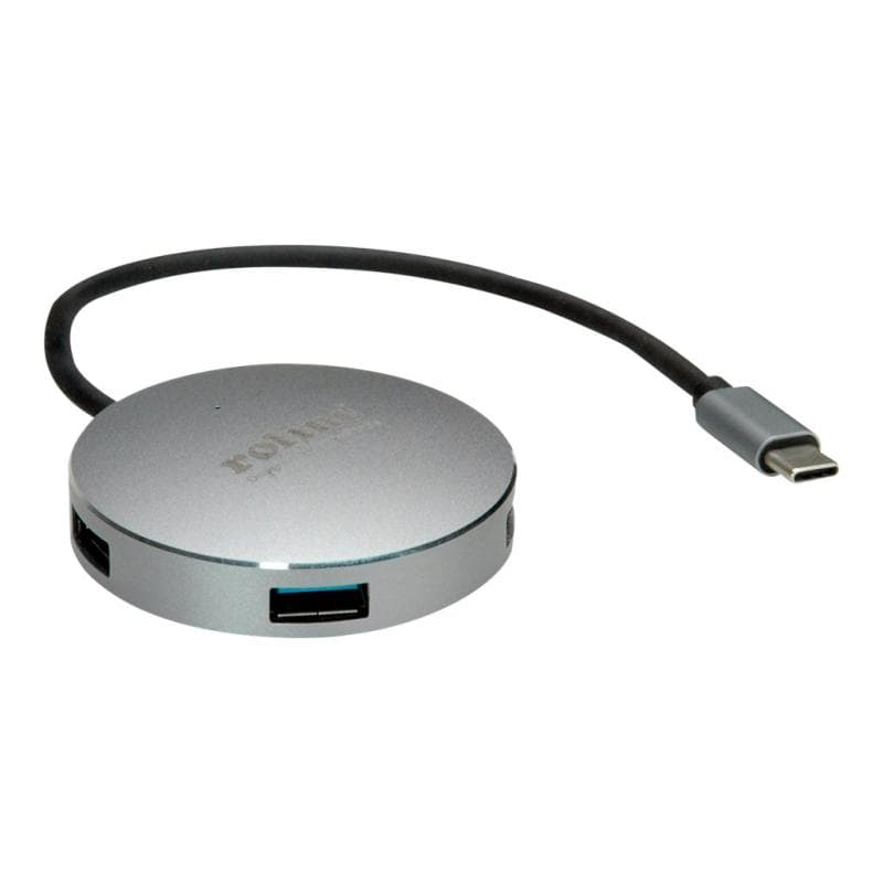 ROLINE USB 3.0 Hub, rund, 4fach, Typ C Anschlusskabel (14.02.5036)