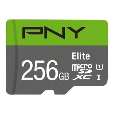 PNY Micro SD Card Elite 256 GB XC Class 10 UHSI U1 A1 V10 SD adapter