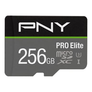 PNY MICRO-SD Card PRO ELITE 256GB Class 10 XC UHS I U3 A1 V30 SD adapter