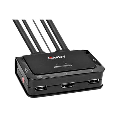 LINDY 2 Port HDMI 2.0 18G, USB 2.0 KVM Switch mit Audio
