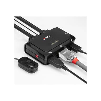 LINDY 2 Port HDMI 2.0 18G, USB 2.0 KVM Switch mit Audio