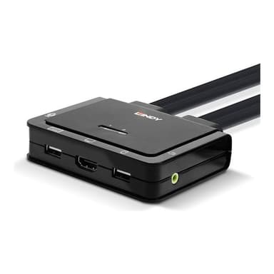 LINDY 2 Port HDMI 2.0 18G, USB 2.0 KVM Switch mit Audio