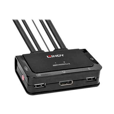 LINDY 2 Port DisplayPort 1.2, USB 2.0 KVM Switch mit Audio