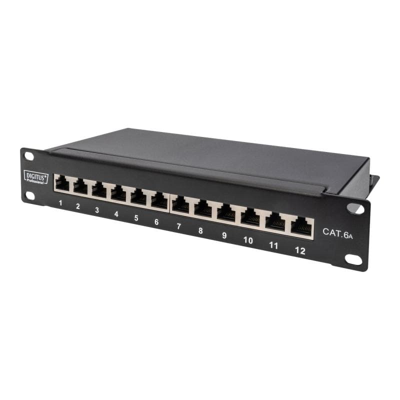 DIGITUS Cat.6A Patch Panel, geschirmt, 12-Port, 10″,schwarz