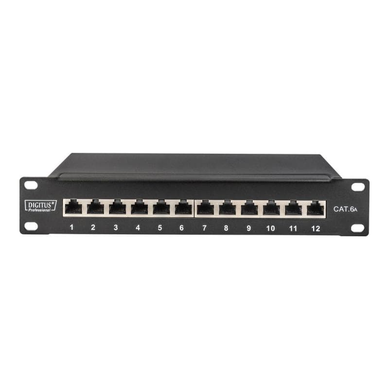 DIGITUS Cat.6A Patch Panel, geschirmt, 12-Port, 10″,schwarz