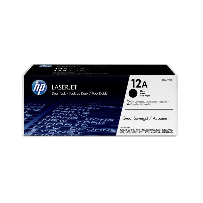 HP 12A 2er Pack Schwarz LaserJet Tonerpatrone (Q2612AD)