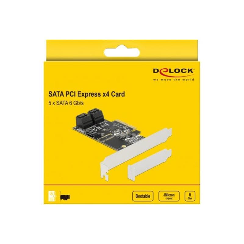 DELOCK 5 Port SATA PCI Express x4 Karte - Low Profile Formfaktor
