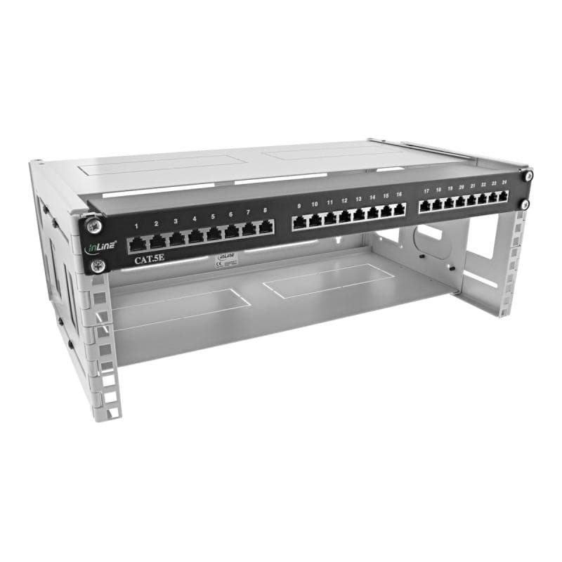 INLINE ® 19″ Rack zur Wandmontage, 4HE, 24-40cm Tiefe, mit Abdeckung, grau