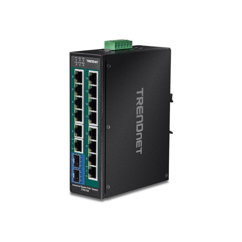 TRENDNET Industrie Switch 16Port Gbit PoE+ Metall DIN-Rail