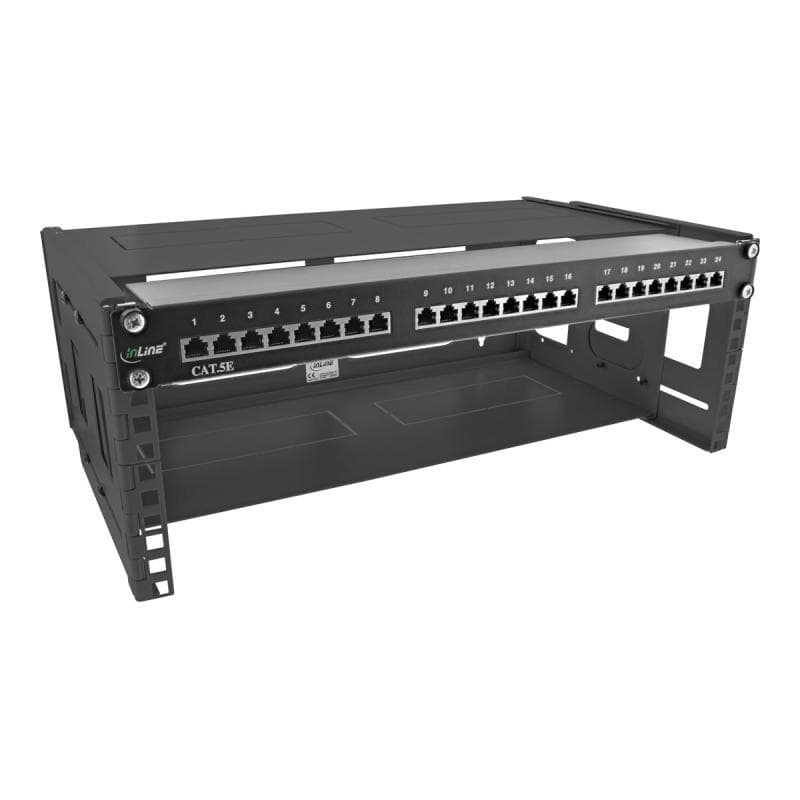 INLINE 19″ Rack zur Wandmontage - 4HE - 24-40cm Tiefe - mit Abdeckung - schwarz (19104B)