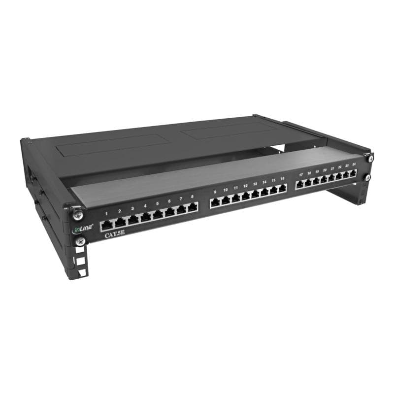 INLINE 19″ Rack zur Wandmontage - 2HE - 24-40cm Tiefe - mit Abdeckung - schwarz (19102B)