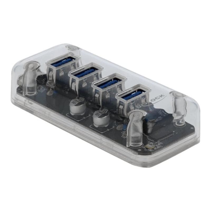 DELOCK Externer USB 3.0 Hub mit 4 Ports transparent