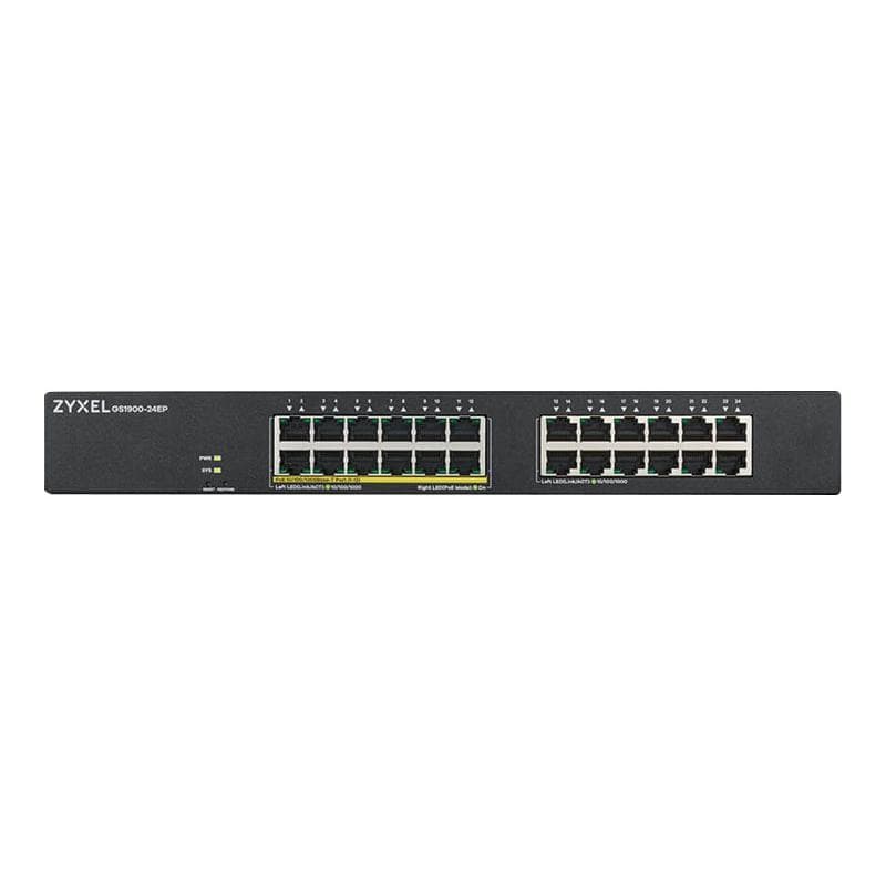 ZYXEL Switch 19″ 24x GbE L2 GS1900-24HP 12x PoE+ Ports,130W
