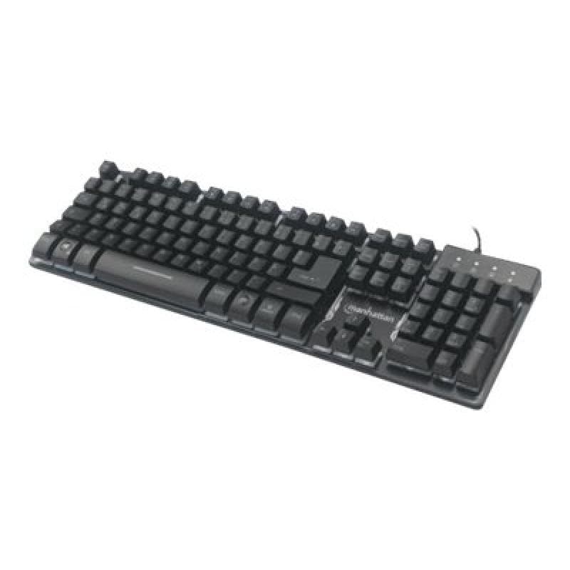 IC INTRACOM MANHATTAN USB-Gaming-Tastatur Metallunterseite 12 Funktionstasten farbige LED-Hintergrun