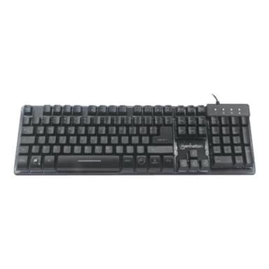 IC INTRACOM MANHATTAN USB-Gaming-Tastatur Metallunterseite 12 Funktionstasten farbige LED-Hintergrun