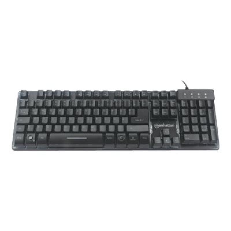 IC INTRACOM MANHATTAN USB-Gaming-Tastatur Metallunterseite 12 Funktionstasten farbige LED-Hintergrun