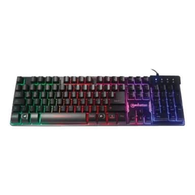 IC INTRACOM MANHATTAN USB-Gaming-Tastatur Metallunterseite 12 Funktionstasten farbige LED-Hintergrun