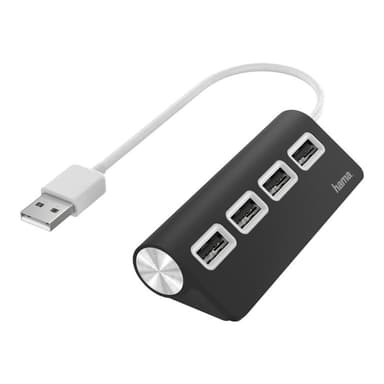 HAMA USB-Hub 4 Ports, USB 2.0, 480 Mbit/s, schwarz