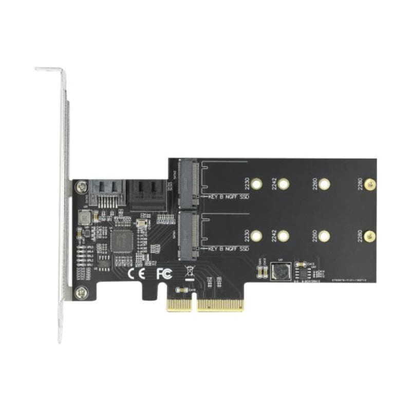 DELOCK 3 Port SATA und 2 Slot M.2 Key B PCI Express x4 Karte - Low Profile Formfaktor