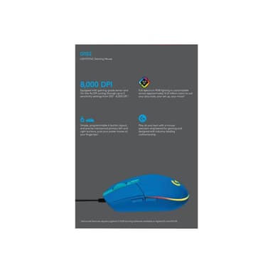 LOGITECH Gaming Mouse G102 LIGHTSYNC - Maus - Für Rechtshänder - optisch - 6 Tasten - kabelgebunden