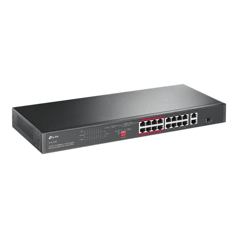 TP-LINK 16-Port 10/100Mbps + 2-Port Gigabit Rackmount Switch with 16-Port PoE+