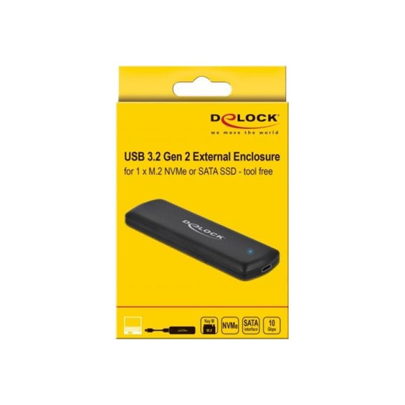 DELOCK External USB Type-C Combo Enclosure for M.2 NVMe PCIe or SATA SSD - Speichergehäuse - M.2 - M